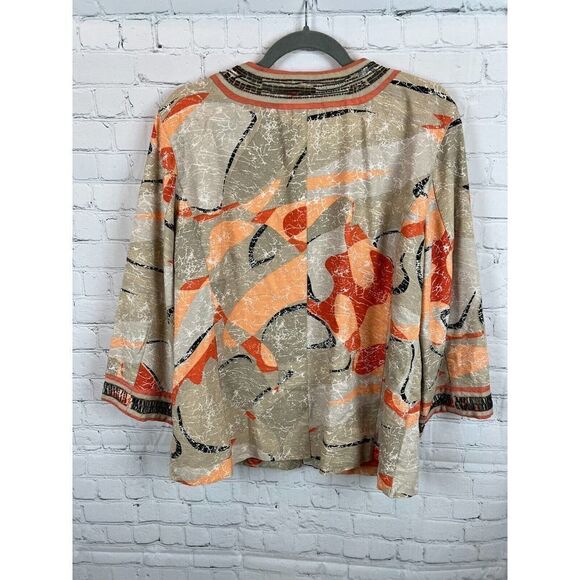 CHICO'S cotton beaded lined 3/4 sleeve jacket blazer size 3 16/18 XL - Picture 9 of 9